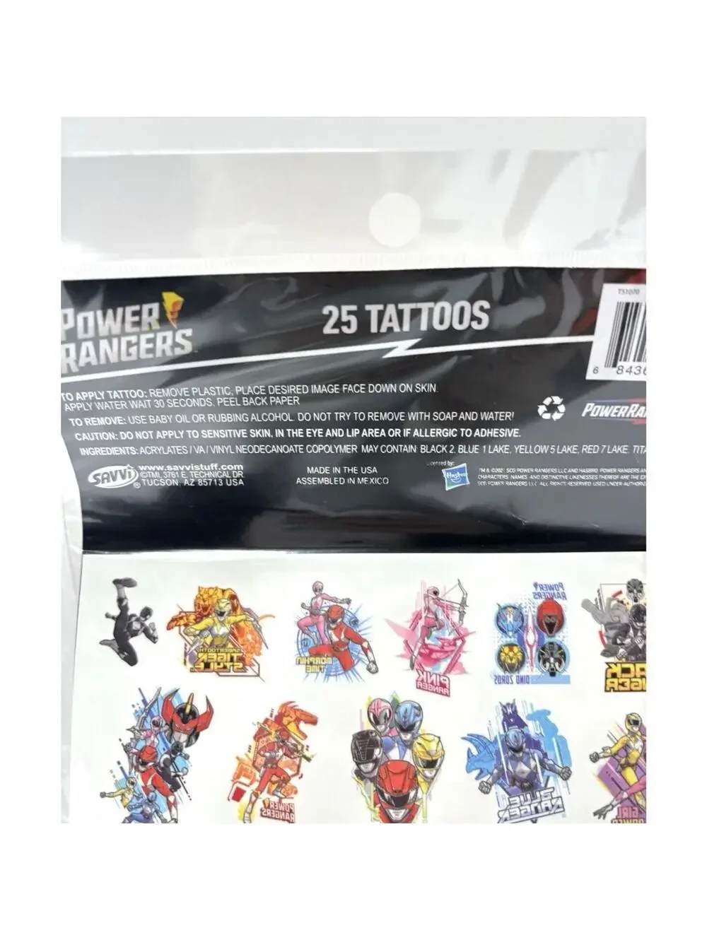 Original Power Rangers Temporary Tattoos 25ct NEW Sealed Vintage Style Megazord
